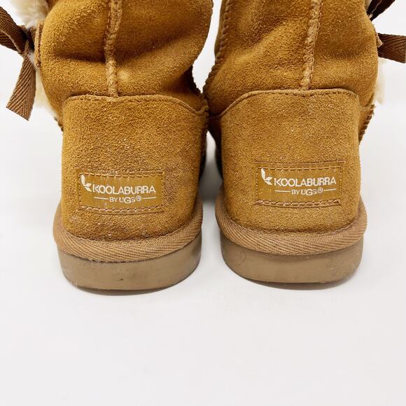 Koolaburra by UGG Suede Bow Tall Boots Tan Chestnut Victoria Womens Size 5 Cozy - Picture 8 of 13